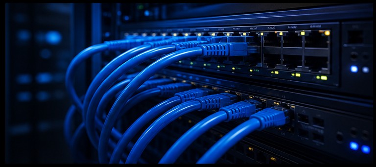 Network cabling and rack